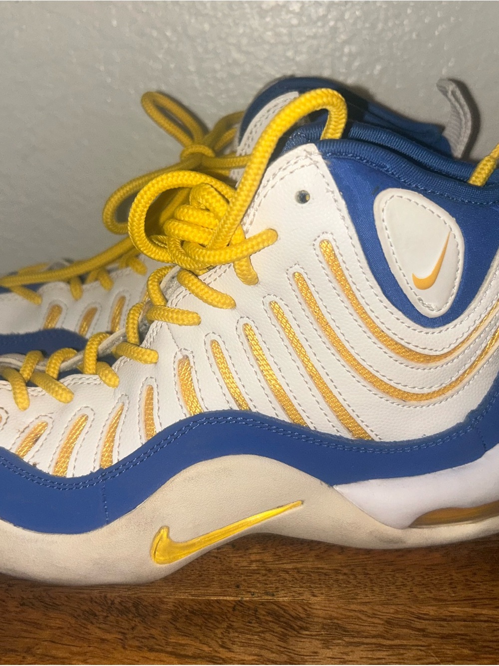Nike Kids White, Blue & Yellow High-Top Sneakers - Youth Athletic Shoes 5.5